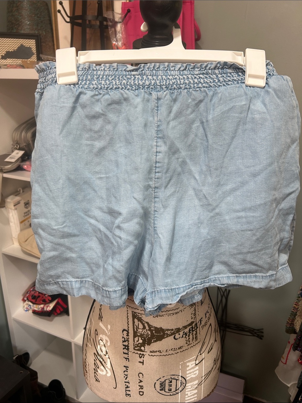 POPSUGAR Light Blue High-Waist Elastic Shorts
